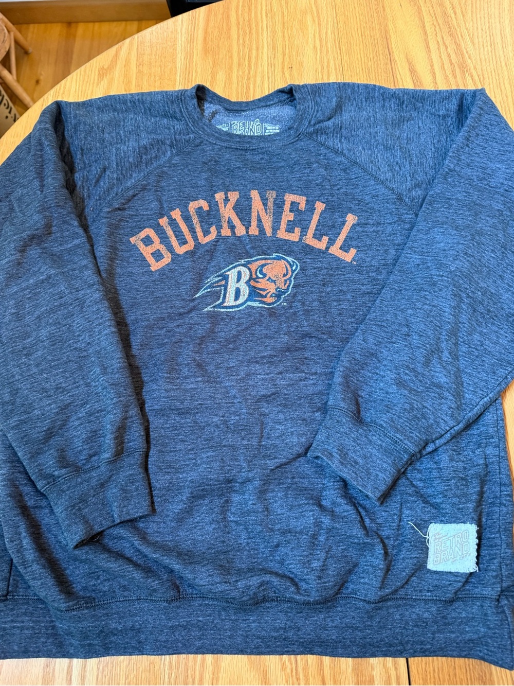 Retro brand  Heather Gray Tee with Cream Logo Patch